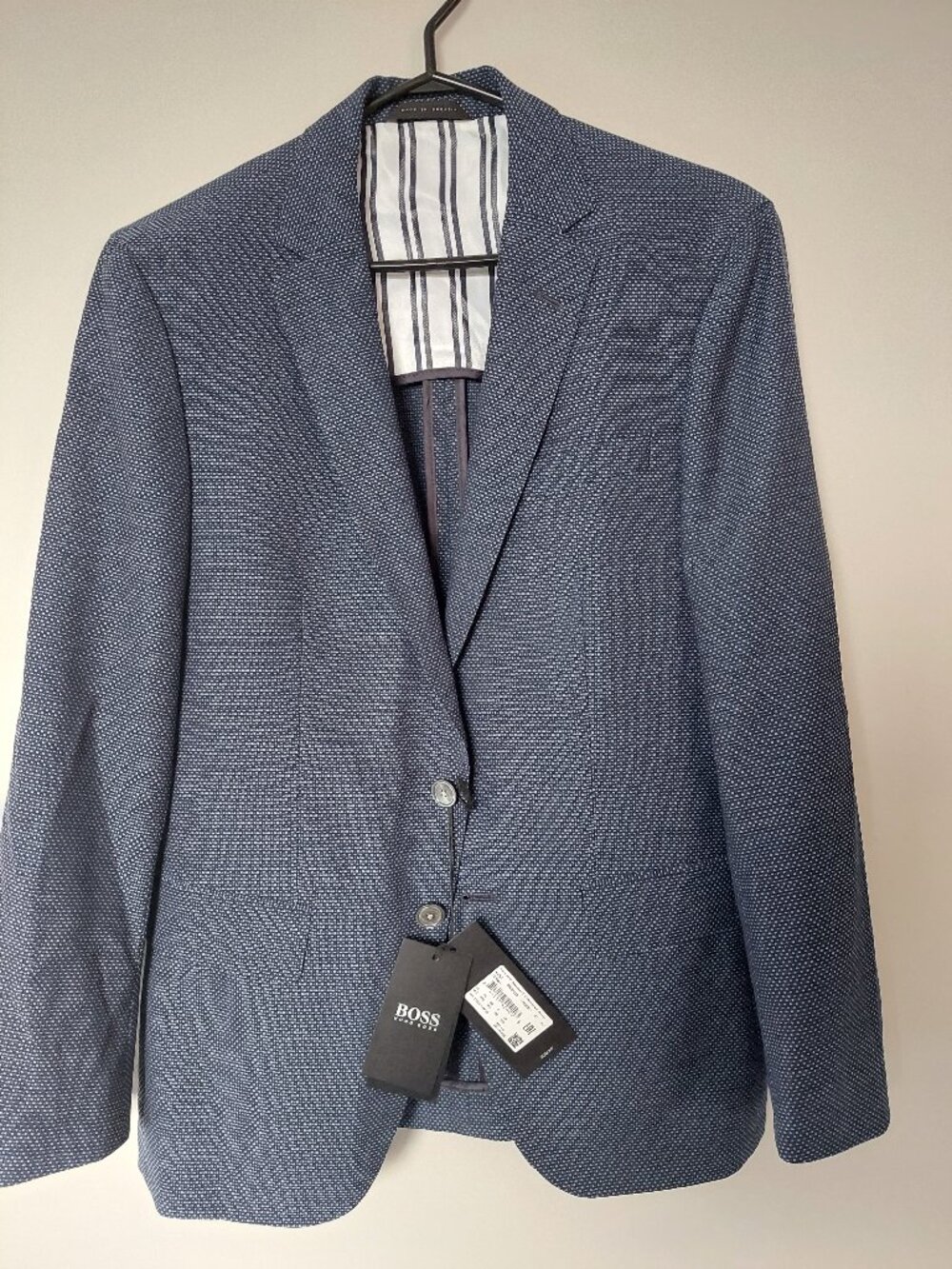 BOSS (Hugo Boss) Men's 36S Dark Blue Micro-patterned Sport Coat 100% Wool